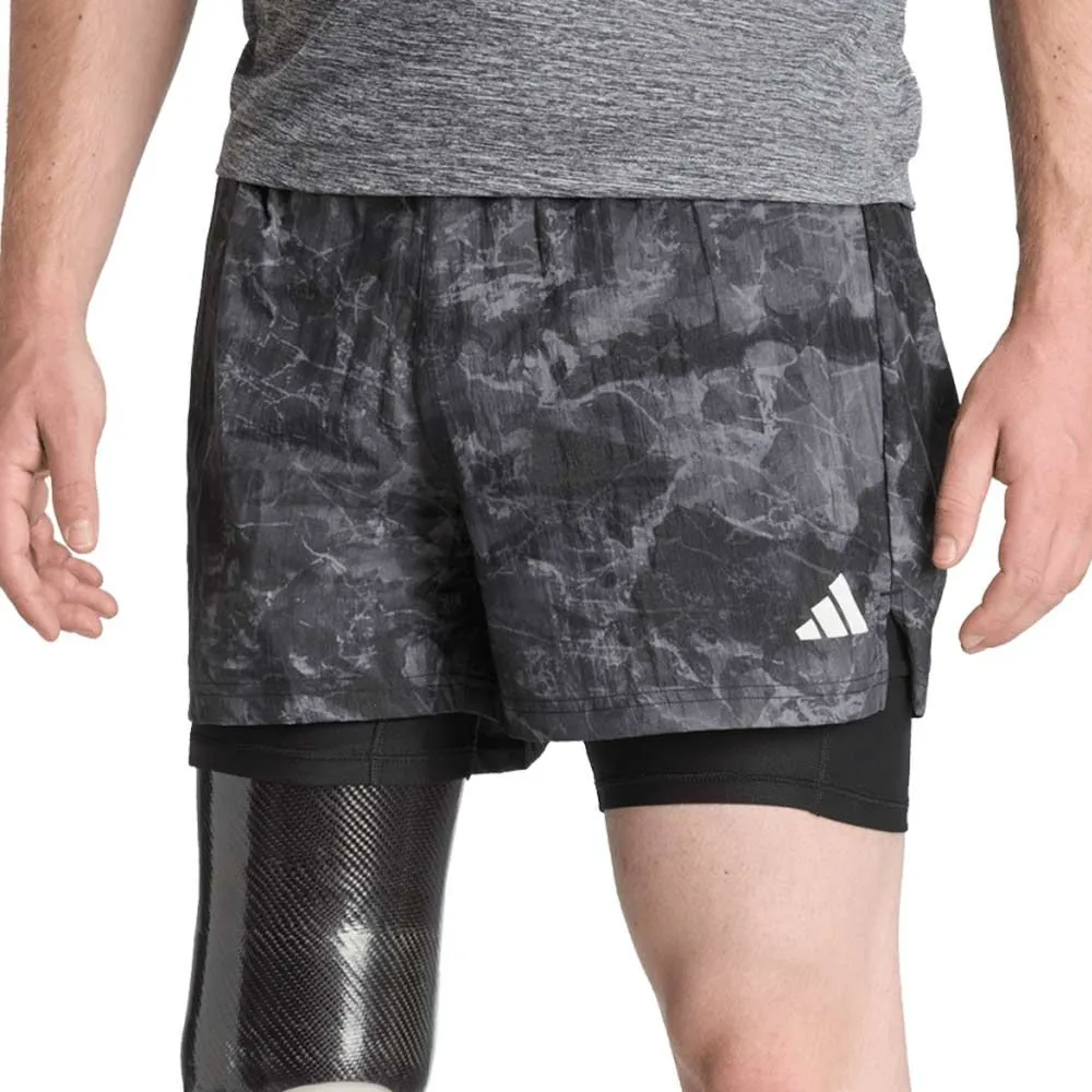 ADIDAS Men Running Shorts Own The Run Spray Dye 2-In-1 Grey - AD001AP467EMTH