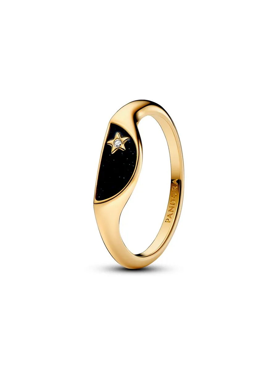 PANDORA Gold Signet 14k gold-plated ring