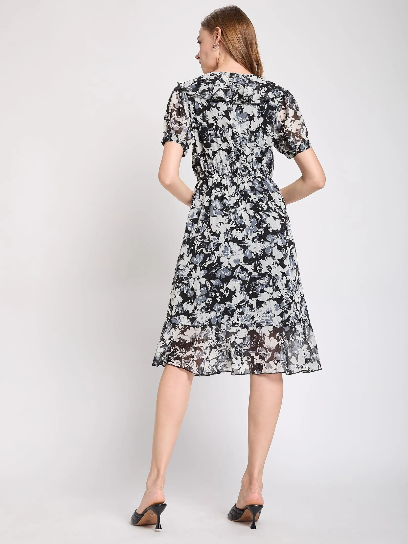 FOF Women Mini Dress with Flare Skirt Black