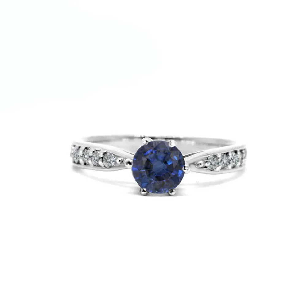 FINEJEWELTHAI [Made By Order] Women  sterling silver Ring with Blue Sapphire and Diamond Cz  silver
