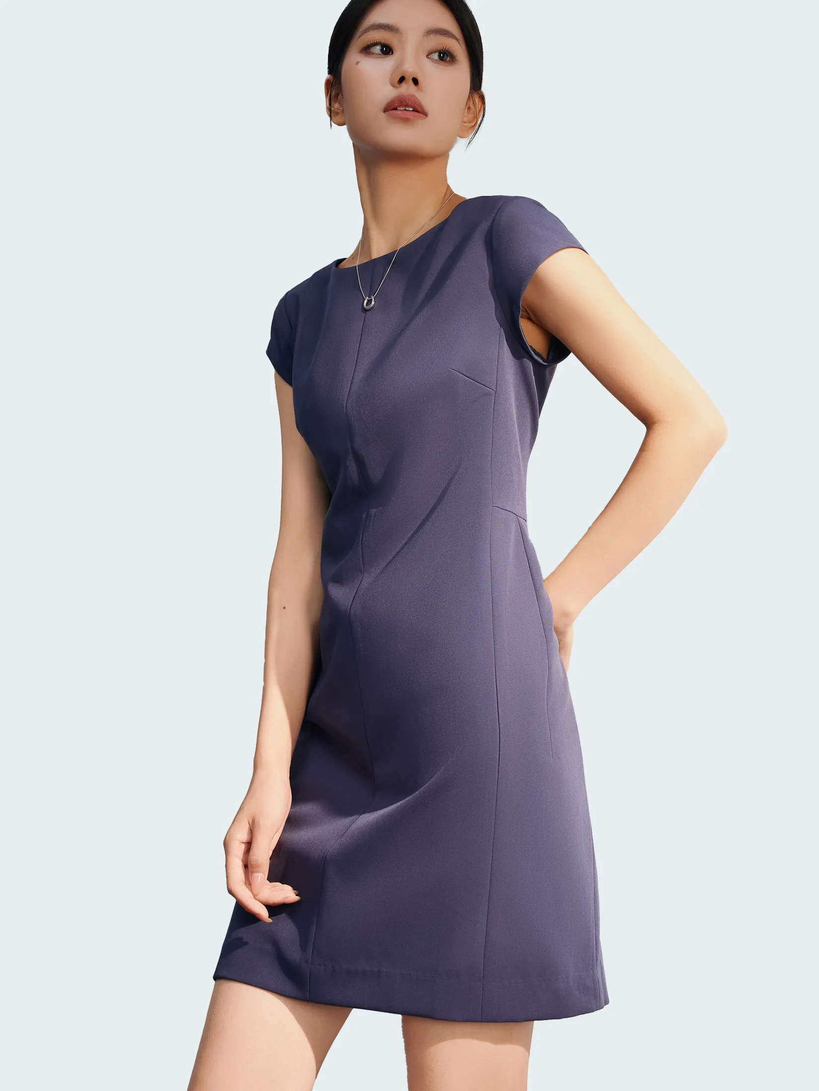 G2000 Women Clothing Multi-Way Stretch Boat Neck Fitted Dress Fitted Shape - Navy
