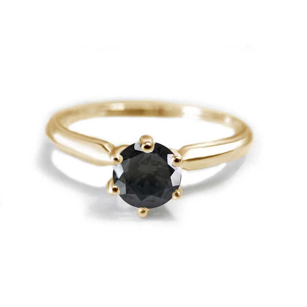 FINEJEWELTHAI [Made By Order] Women   sterling silver Ring with Black Spinel Pink Gold