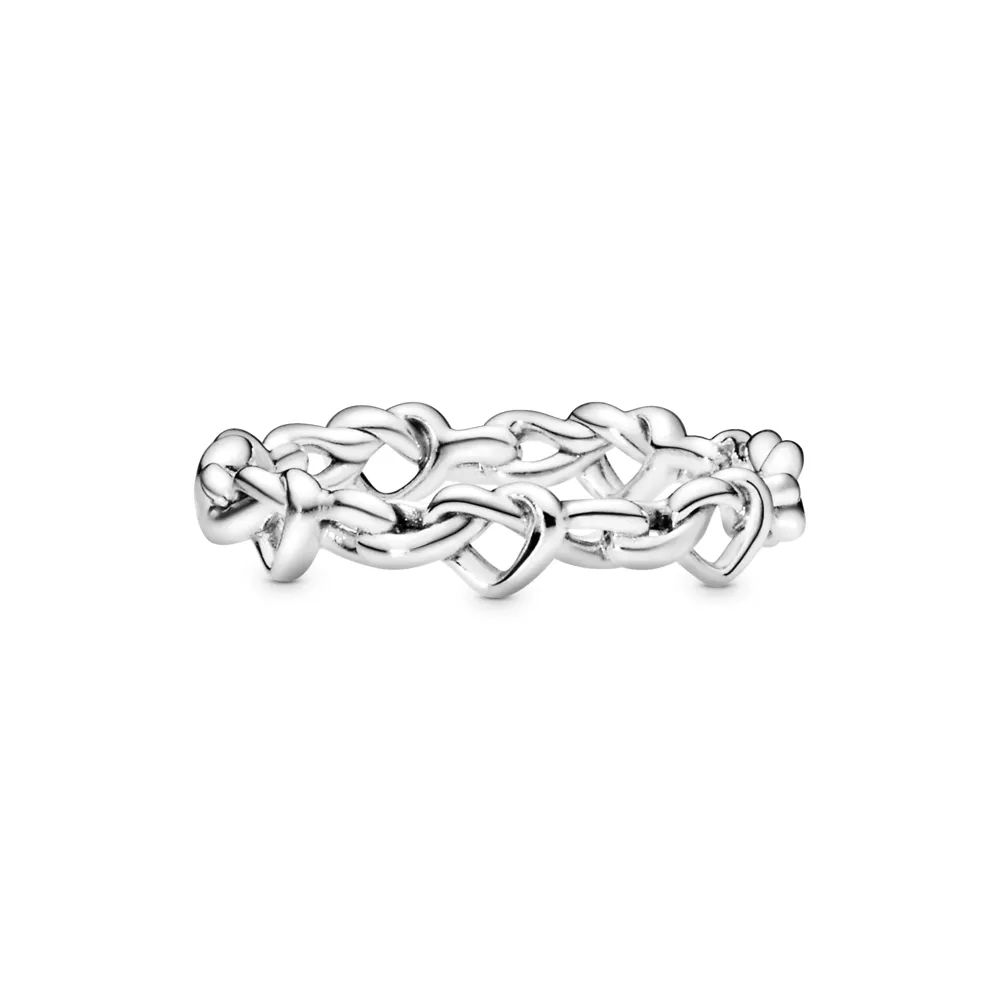 PANDORA Silver Knotted hearts silver ring