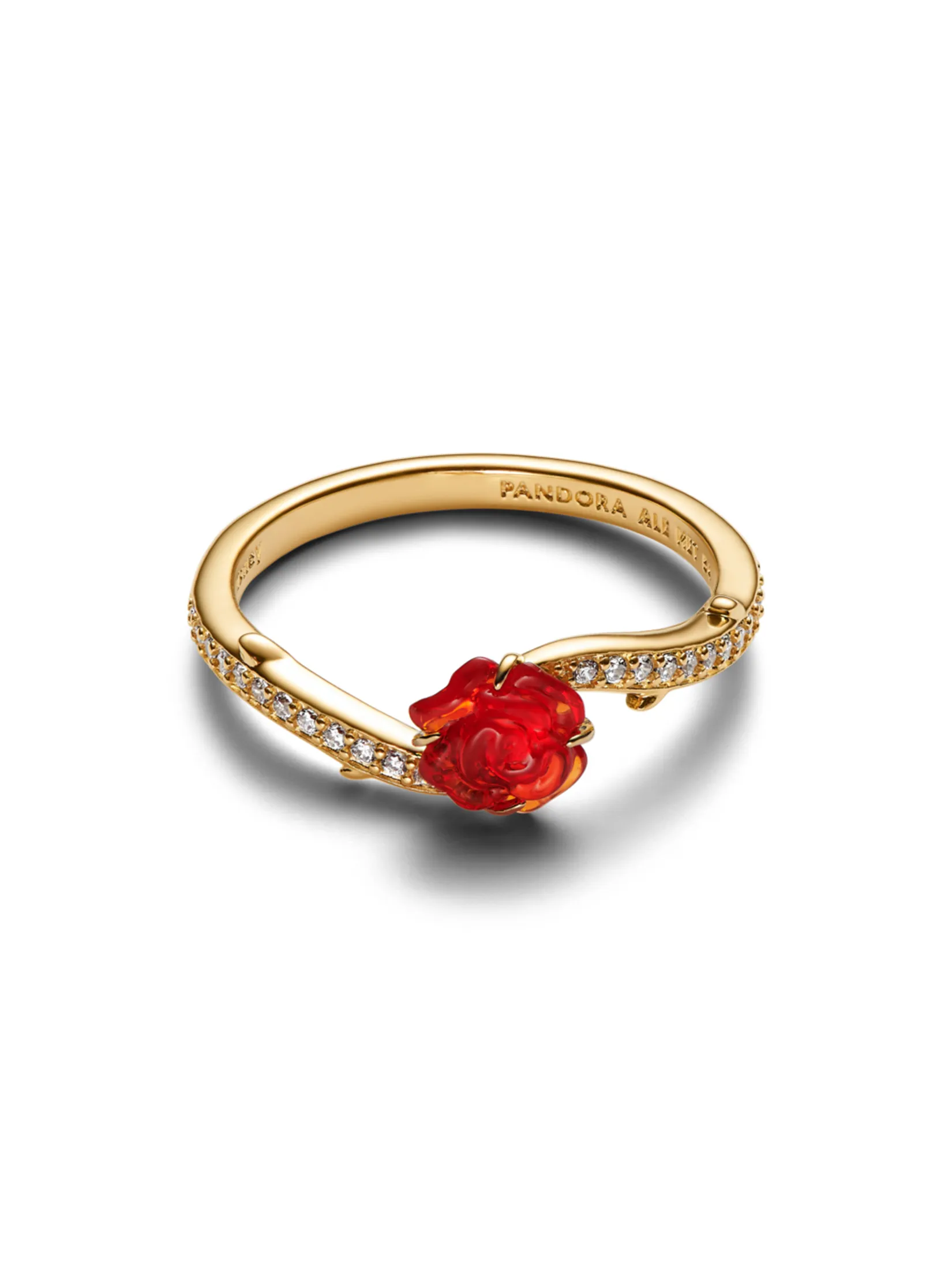 PANDORA Gold Disney Beauty and the Beast Enchanted Rose Ring