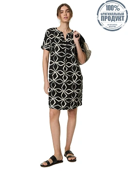 MARKS & SPENCER Women Shift Dress Linen Rich Printed V-Neck