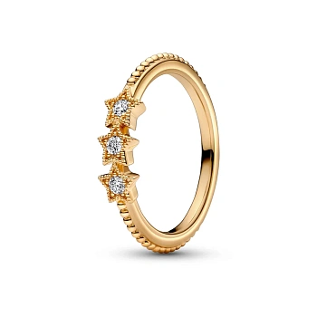 PANDORA Gold Stars 14k gold-plated ring with clear cubic zirconia