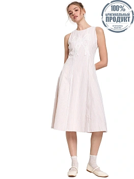 LOLITA Women Midi Dress Sleeveless Stripe With Lace Detail