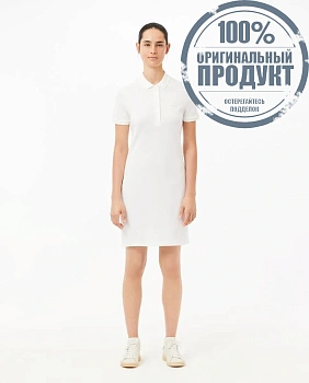 LACOSTE Women’s Stretch Cotton Piqu  Polo Dress Light Blue